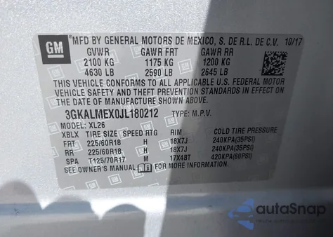 2018 GMC Terrain Sle из США, поврежденный, VIN 3GKALMEX0JL180212